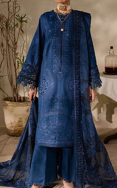 Marjjan Midnight Blue Karandi Suit | Pakistani Winter Dresses in USA- Image 1