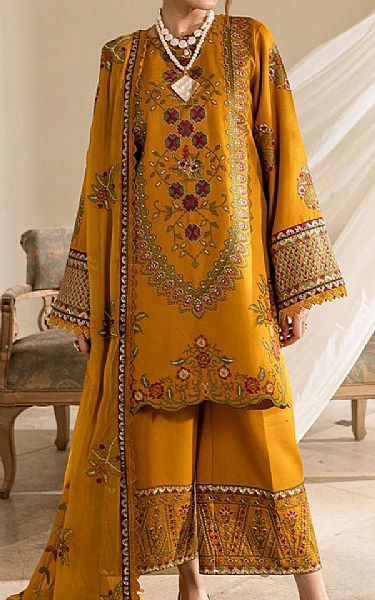 Marjjan Mustard Karandi Suit | Pakistani Winter Dresses in USA- Image 1