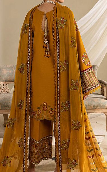 Marjjan Mustard Karandi Suit | Pakistani Winter Dresses in USA- Image 2