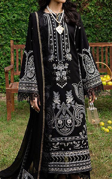 Marjjan Black Karandi Suit | Pakistani Winter Dresses in USA- Image 1
