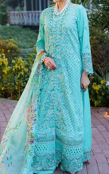 Marjjan Turquoise Lawn Suit | Pakistani Lawn Suits- Image 1