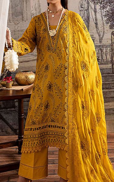 Marjjan Mustard Karandi Suit | Pakistani Winter Dresses in USA- Image 1