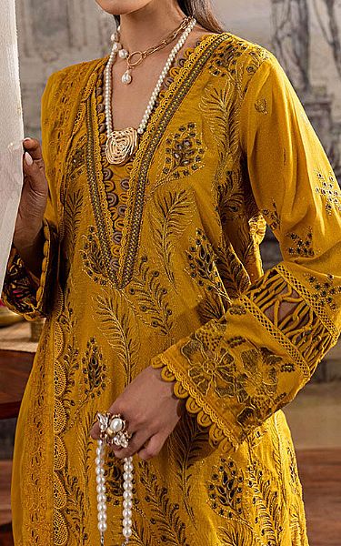Marjjan Mustard Karandi Suit | Pakistani Winter Dresses in USA- Image 2