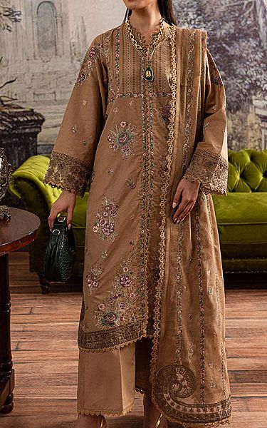 Marjjan Beige Karandi Suit | Pakistani Winter Dresses in USA- Image 1