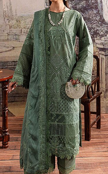 Marjjan Leaf Green Karandi Suit | Pakistani Winter Dresses in USA- Image 1