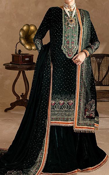 Marjjan Green Velvet Suit | Pakistani Winter Dresses in USA- Image 1