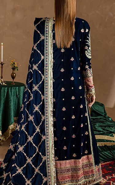 Marjjan Blue Velvet Suit | Pakistani Winter Dresses in USA- Image 2