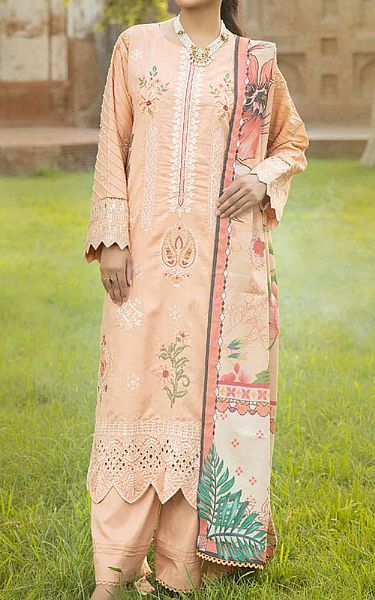 Marjjan Light Peach Wool Suit | Pakistani Dresses in USA- Image 1