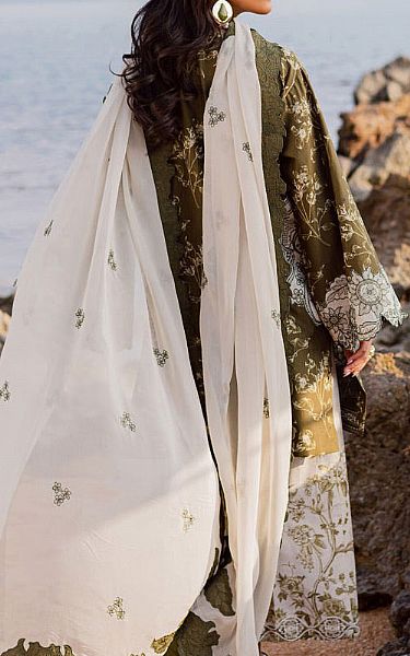 Marjjan Olive Green Lawn Suit | Pakistani Lawn Dress in USA- Image 2