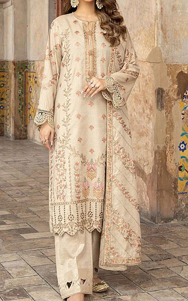 Marjjan Ivory Karandi Suit | Pakistani Dresses in USA- Image 1