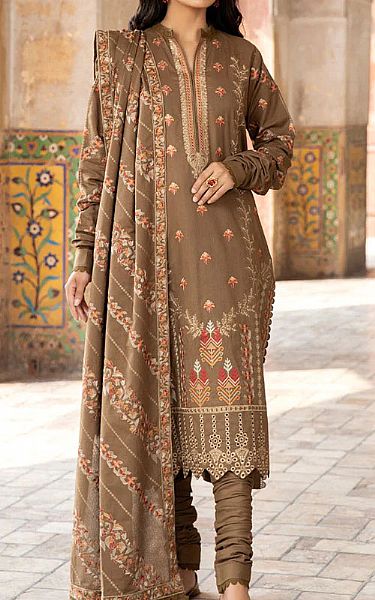 Marjjan Taupe Brown Karandi Suit | Pakistani Dresses in USA- Image 1
