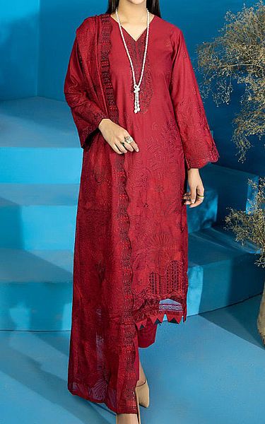 Marjjan Red Karandi Suit | Pakistani Winter Dresses- Image 1