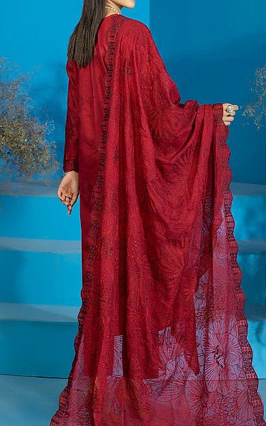 Marjjan Red Karandi Suit | Pakistani Winter Dresses- Image 2