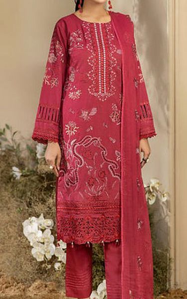 Marjjan Neon Red Karandi Suit | Pakistani Winter Dresses- Image 1