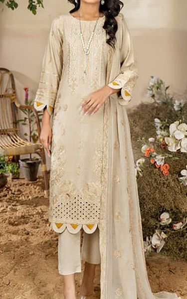 Marjjan Off-white Karandi Suit | Pakistani Winter Dresses- Image 1