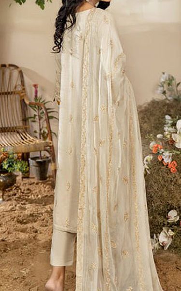 Marjjan Off-white Karandi Suit | Pakistani Winter Dresses- Image 2