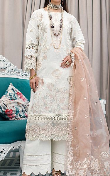 Marjjan Off-white Lawn Suit | Pakistani Lawn Suits- Image 1