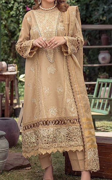 Marjjan Tan Lawn Suit | Pakistani Lawn Dress in USA- Image 1