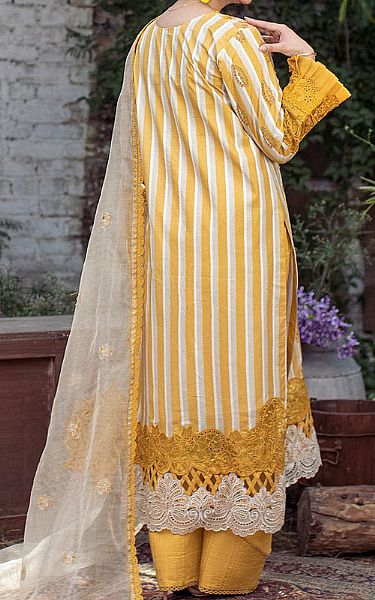Marjjan White/Mustard Lawn Suit | Pakistani Lawn Dress in USA- Image 2