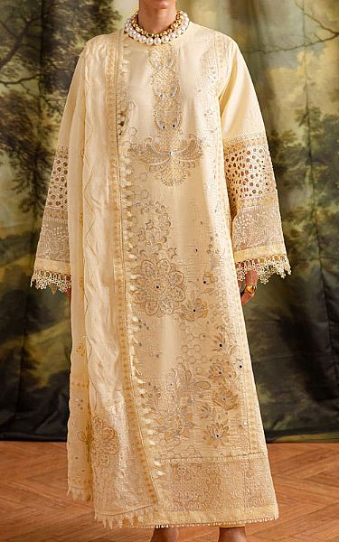 Marjjan Cream Lawn Suit | Pakistani Lawn Dress in USA- Image 1