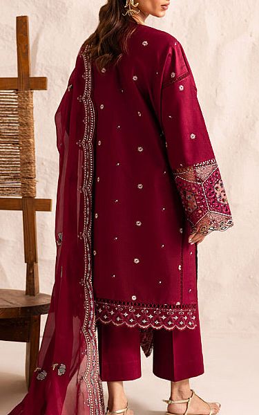 Marjjan Deep Carmine Lawn Suit | Pakistani Lawn Dress in USA- Image 2