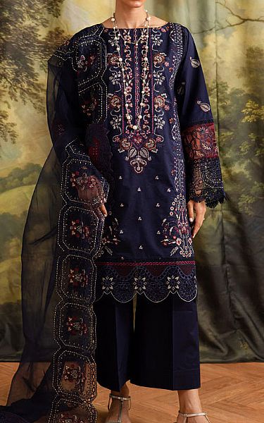 Marjjan Dark Blue Lawn Suit | Pakistani Lawn Dress in USA- Image 1
