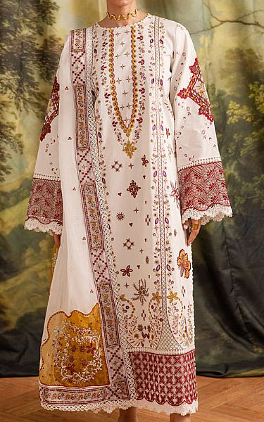 Marjjan Off-white Lawn Suit | Pakistani Lawn Dress in USA- Image 1