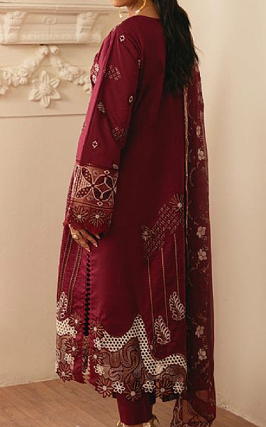 Marjjan Wine Red Lawn Suit | Pakistani Lawn Dress in USA- Image 2