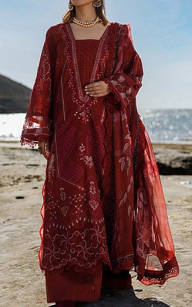 Marjjan Wine Red Lawn Suit | Pakistani Lawn Suits- Image 1
