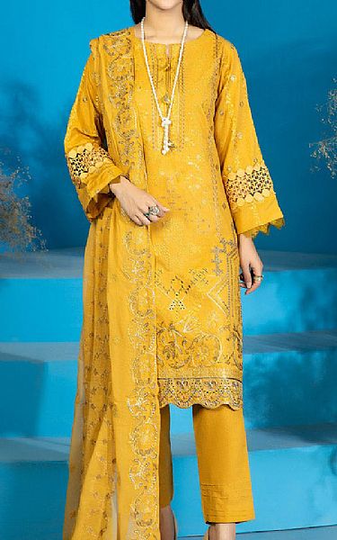 Marjjan Mustard Karandi Suit | Pakistani Winter Dresses in USA- Image 1