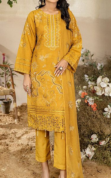 Marjjan Mustard Karandi Suit | Pakistani Winter Dresses in USA- Image 1