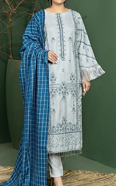 Marjjan Light Grey Wool Suit | Pakistani Winter Dresses- Image 1