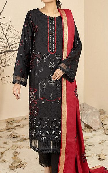 Marjjan Black Wool Suit | Pakistani Winter Dresses- Image 1