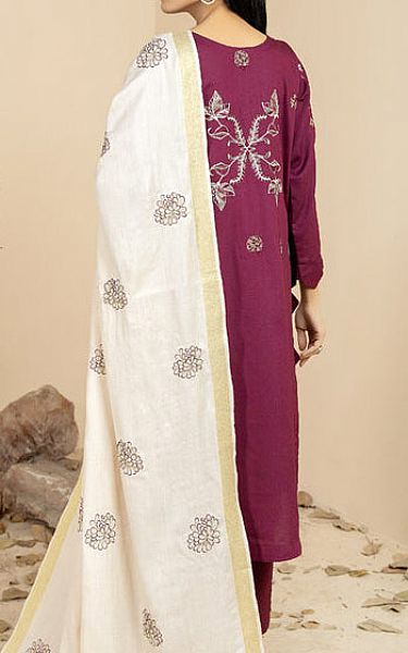 Marjjan Egg Plant Wool Suit | Pakistani Winter Dresses- Image 2