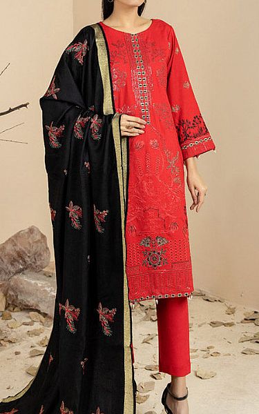 Marjjan Carmine Wool Suit | Pakistani Winter Dresses- Image 1