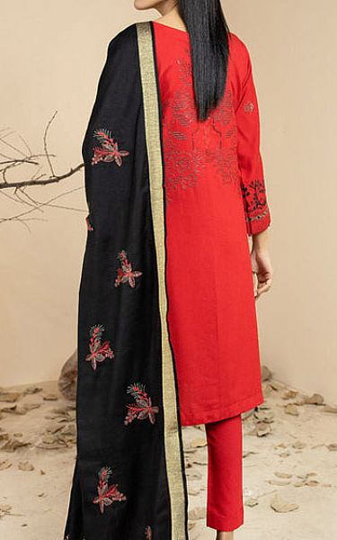 Marjjan Carmine Wool Suit | Pakistani Winter Dresses- Image 2