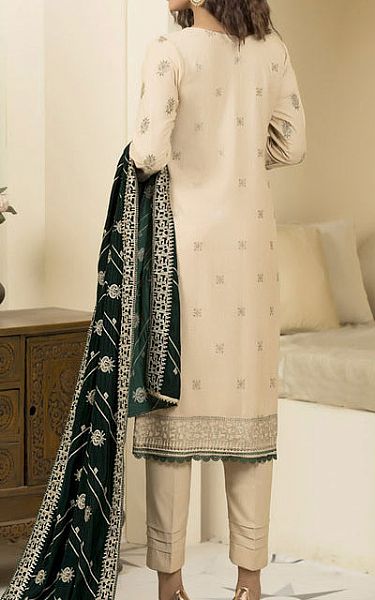 Marjjan Off-white/Green Wool Suit | Pakistani Winter Dresses- Image 2