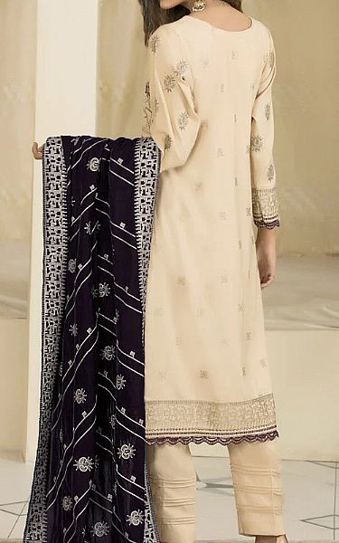 Marjjan Off-white/Plum Wool Suit | Pakistani Winter Dresses- Image 2