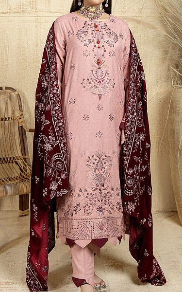 Marjjan Tea Rose Wool Suit | Pakistani Winter Dresses- Image 1