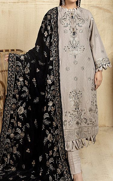 Marjjan Grey/Black Wool Suit | Pakistani Winter Dresses- Image 1