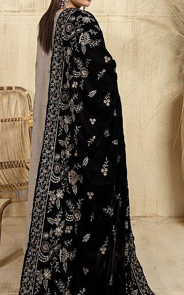Marjjan Grey/Black Wool Suit | Pakistani Winter Dresses- Image 2