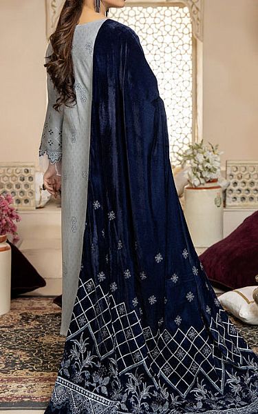 Marjjan Slate Grey Wool Suit | Pakistani Winter Dresses- Image 2