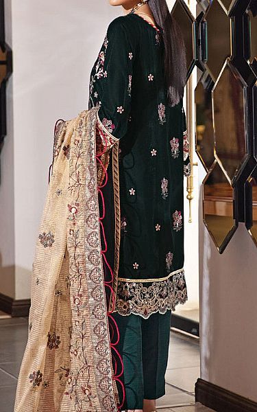 Marjjan Bottle Green Velvet Suit | Pakistani Winter Dresses- Image 2