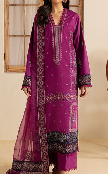 Marjjan Dark Raspberry Lawn Suit | Pakistani Lawn Dress in USA- Image 1