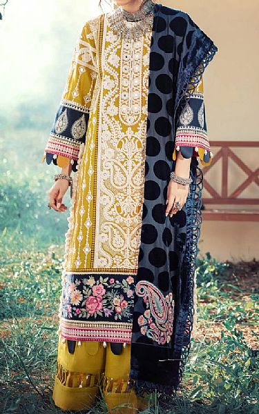 Maryam Hussain Mustard Khaddar Suit | Pakistani Dresses in USA- Image 1