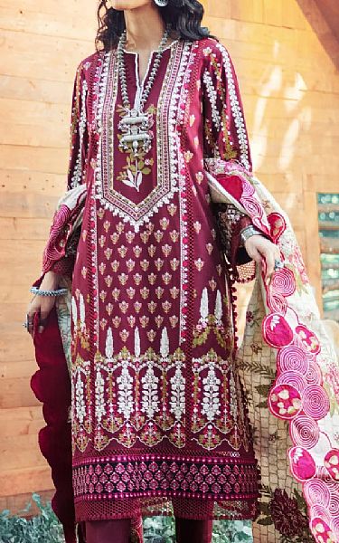 Maryam Hussain Crimson Khaddar Suit | Pakistani Dresses in USA- Image 2