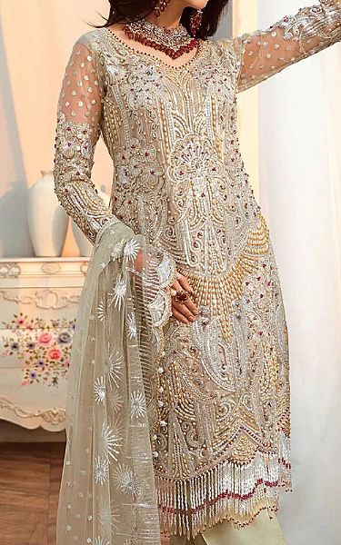 Maryum N Maria Ash White Net Suit | Pakistani Dresses in USA- Image 2