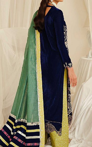 Maryum N Maria Dark Blue Velvet Suit | Pakistani Winter Dresses- Image 2
