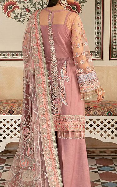 Maryam Hussain Tea Rose Net Suit | Pakistani Embroidered Chiffon Dresses- Image 2