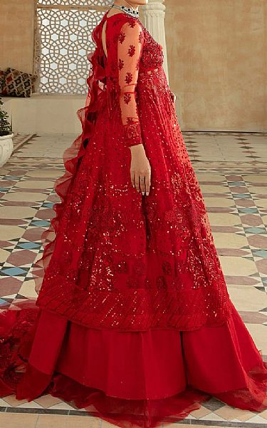 Maryam Hussain Scarlet Net Suit | Pakistani Embroidered Chiffon Dresses- Image 2